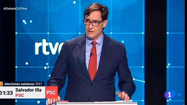 El candidato del PSC, Salvador Illa, en el debate de TVE / RTVE