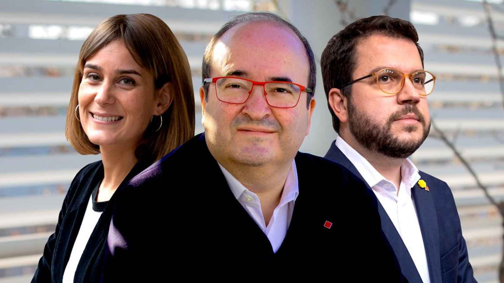Miquel Iceta (PSC), junto a Jèssica Albiach (Comuns) y Pere Aragonès (ERC), protagonistas de un hipotético tripartito / CG