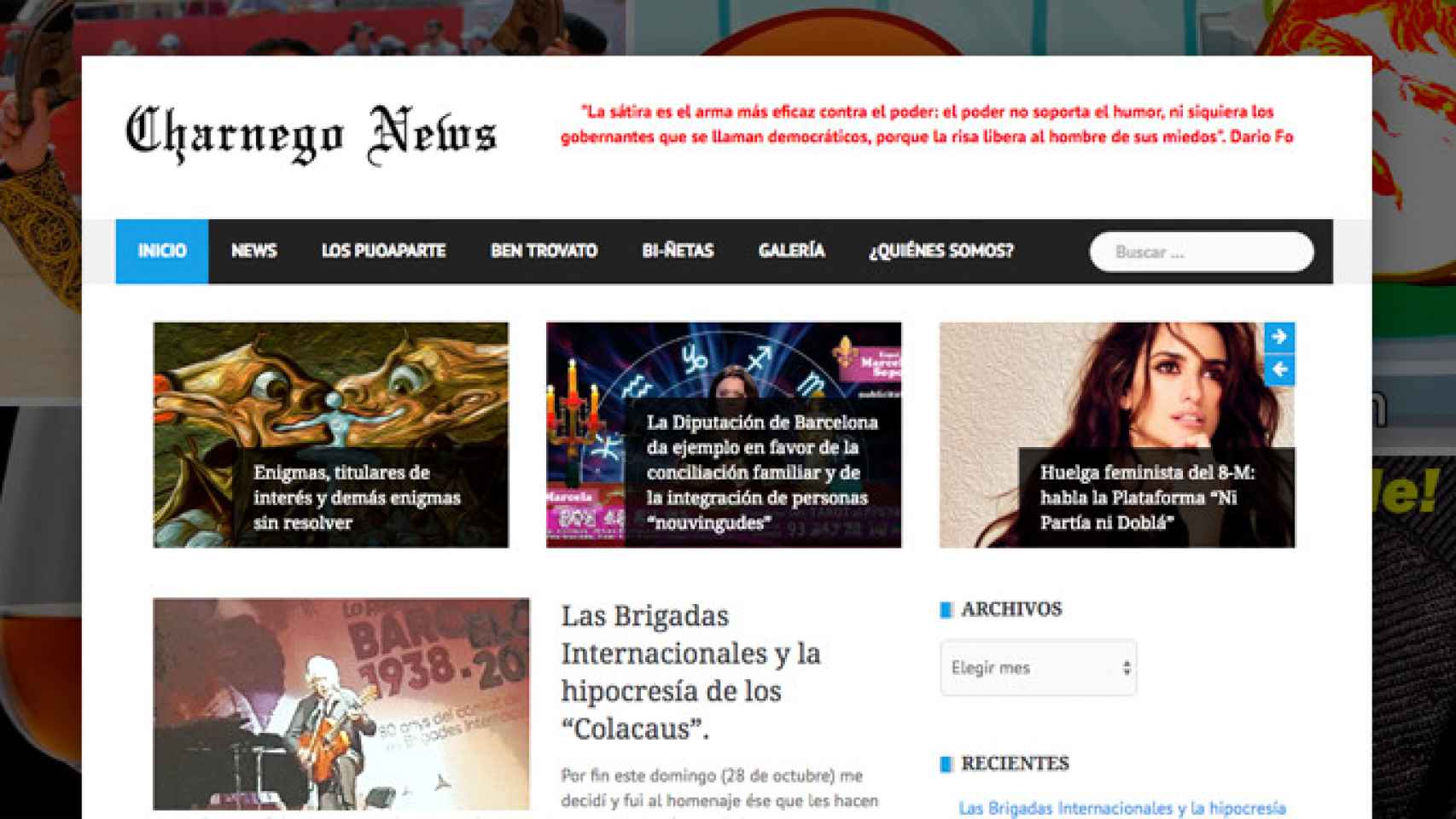 Captura de la web Charnego News con algunos de sus fotomontajes / CG