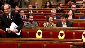 El presidente de la Generalitat, Quim Torra, se dispone a iniciar su intervención ante el pleno del Parlament / EFE