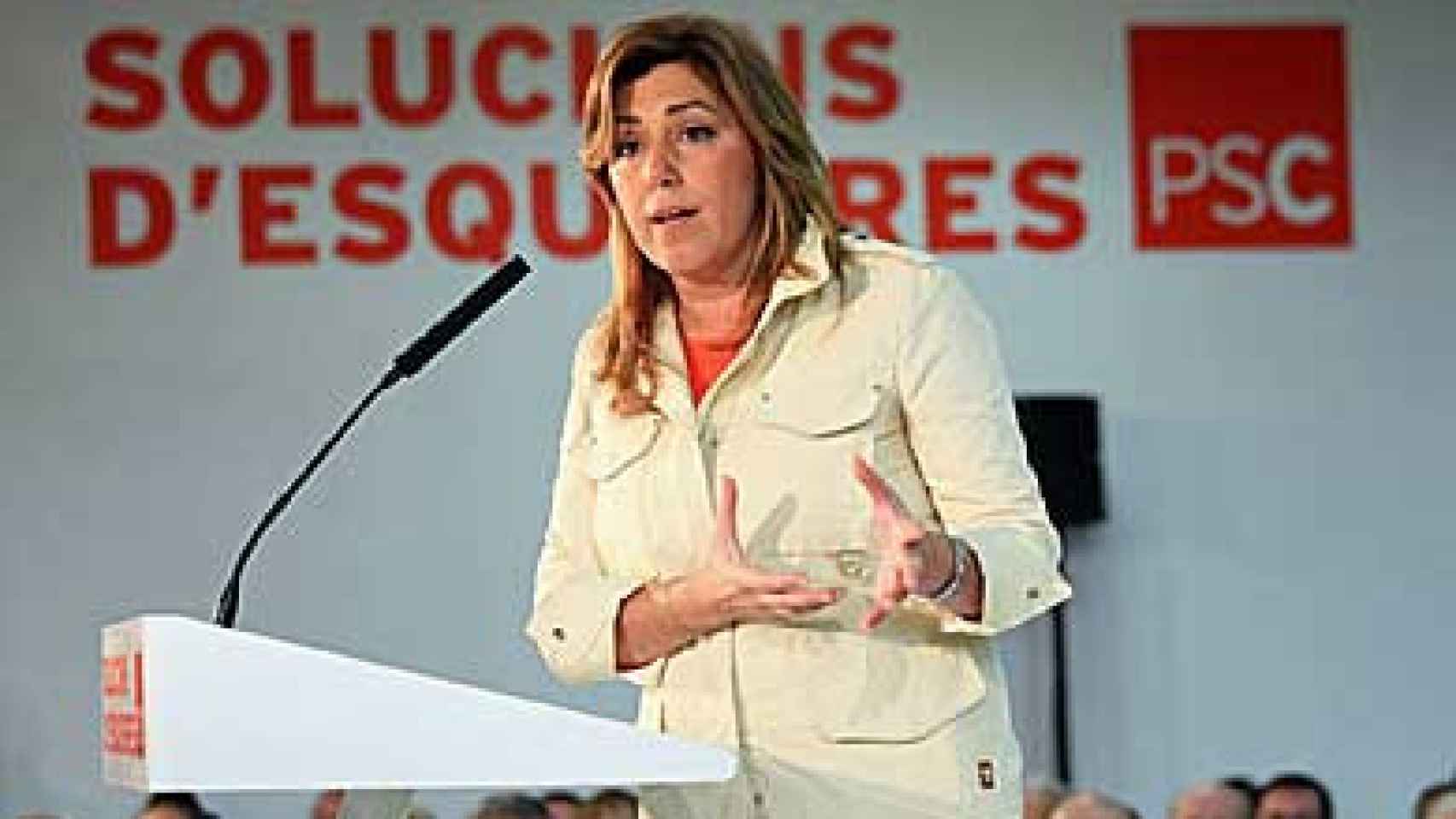 La presidenta de la Junta de Andalucía, Susana Díaz (PSOE), durante un acto organizado por el PSC en Hospitalet