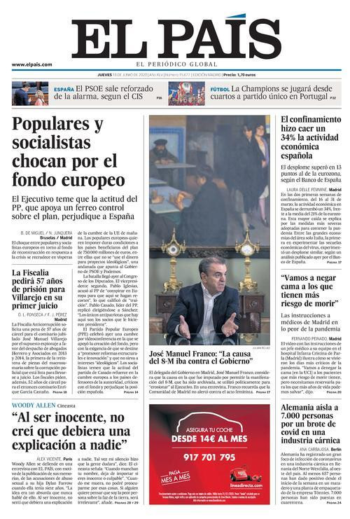 Portada de 'El País' del 18 de junio