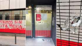 Tres imágenes de los ataques a las oficinas de servicios sociales del Ayuntamiento de Barcelona / CG