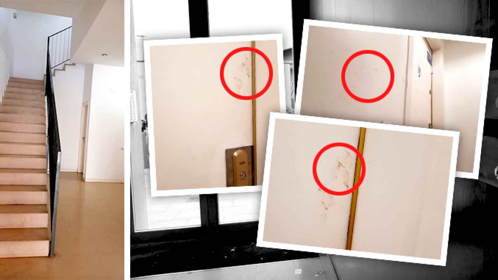 Imágenes de las manchas de sangre en las paredes y la puerta de José tras ser apuñalado / CG