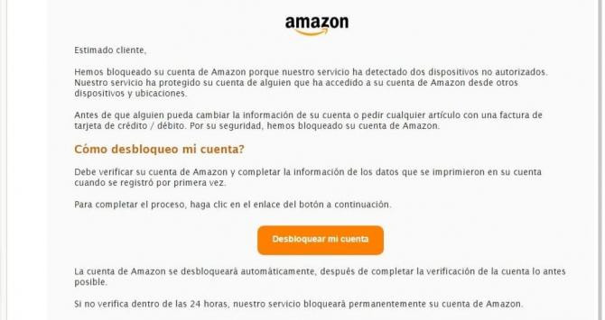 Campaña de phishing vía email con Amazon como gancho / CG
