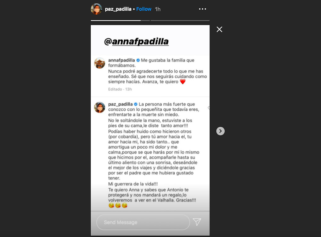 Paz Padilla agradece a su hija Anna Ferrer todo su apoyo tras la muerte de Vidal / INSTAGRAM
