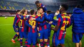 Los jugadores del Barça, celebrando la victoria contra el Sevilla | FCB