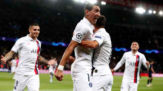 Di María celebra con locura sus goles al Real Madrid / EFE