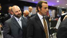 Pere Jansà, en su etapa de Dircom, junto al expresidente Sandro Rosell y a Jordi Moix / FCB