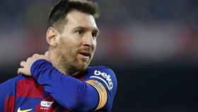 Leo Messi durante el encuentro ante el RCD Mallorca /FCB