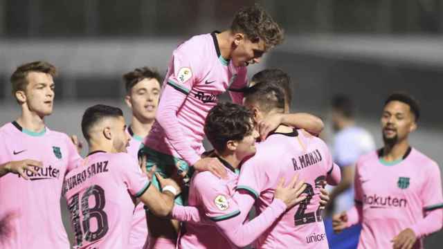 El Barça B celebrando gol contra el Prat / FC Barcelona