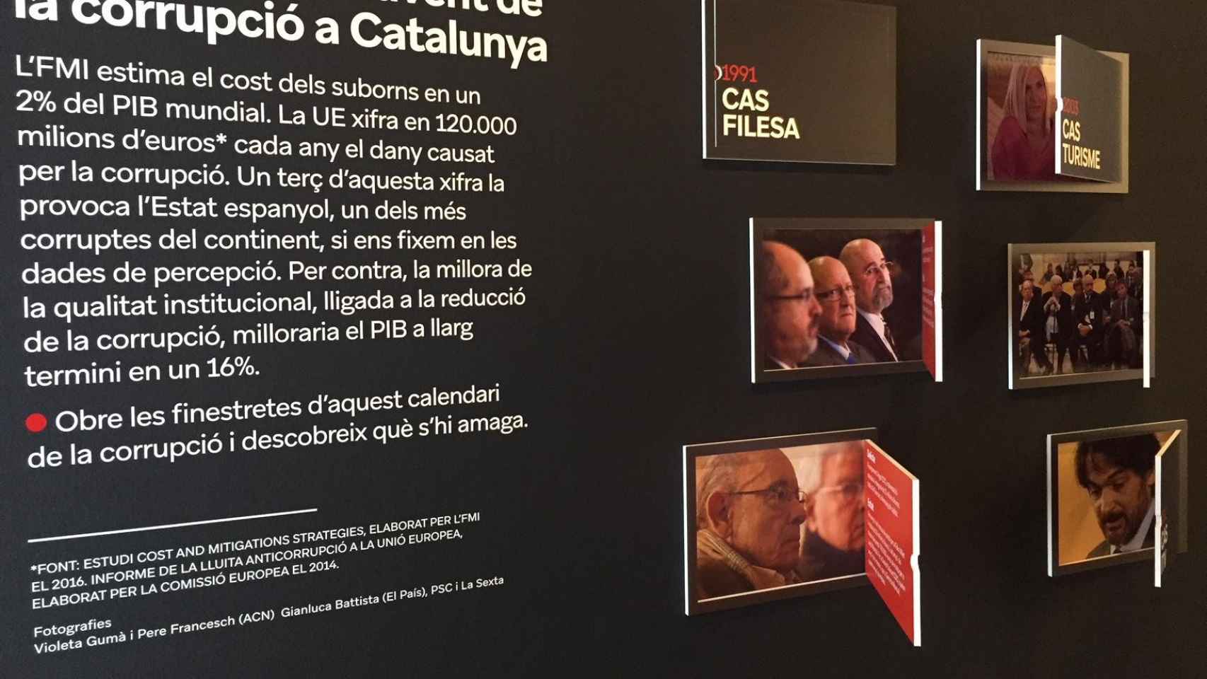 Imagen en la exposición anticorrupción con los distintos casos en Cataluña / CG