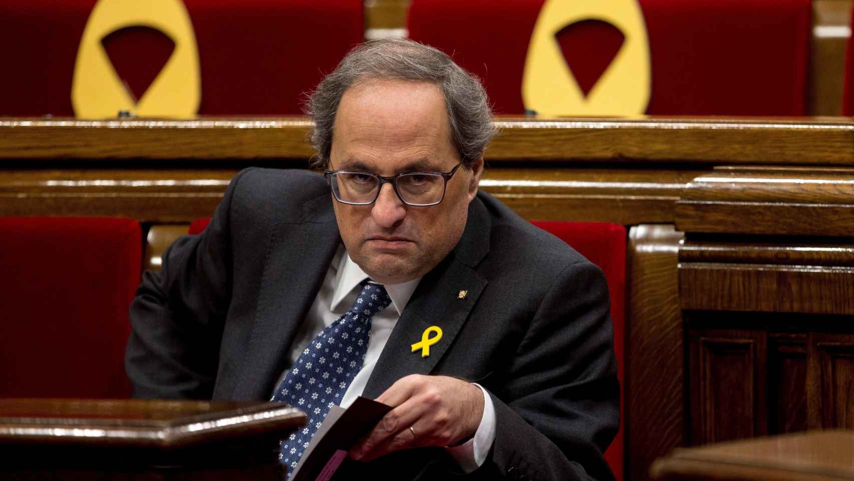 El presidente de la Generalitat, Quim Torra, durante un pleno en el Parlamento catalán / EFE