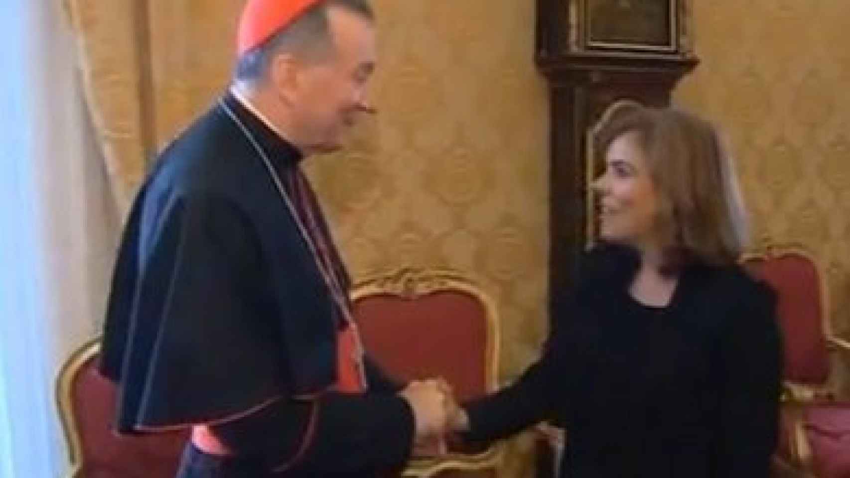 El secretario de Estado del Vaticano, Pietro Parolin, y la vicepresidenta del Gobierno, Soraya Sáenz de Santamaría