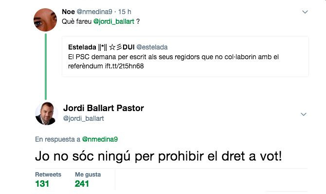 El mensaje de Jordi Ballart, alcalde de Terrassa, en redes sociales / CG