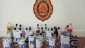 Botellas de alcohol incautadas durante el botellón masivo en El Morell /AJUNTAMENT EL MORELL
