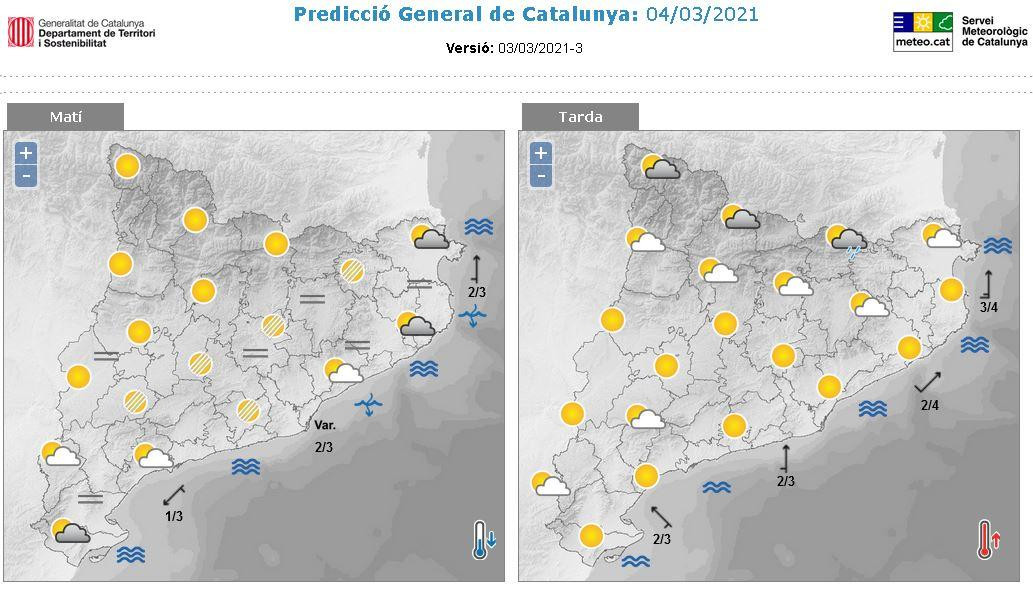 Predicción general para este 4 de marzo en Cataluña / METEOCAT