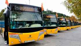 Los autobuses de Tusgsal, estacionados en Badalona (Barcelona) / CG