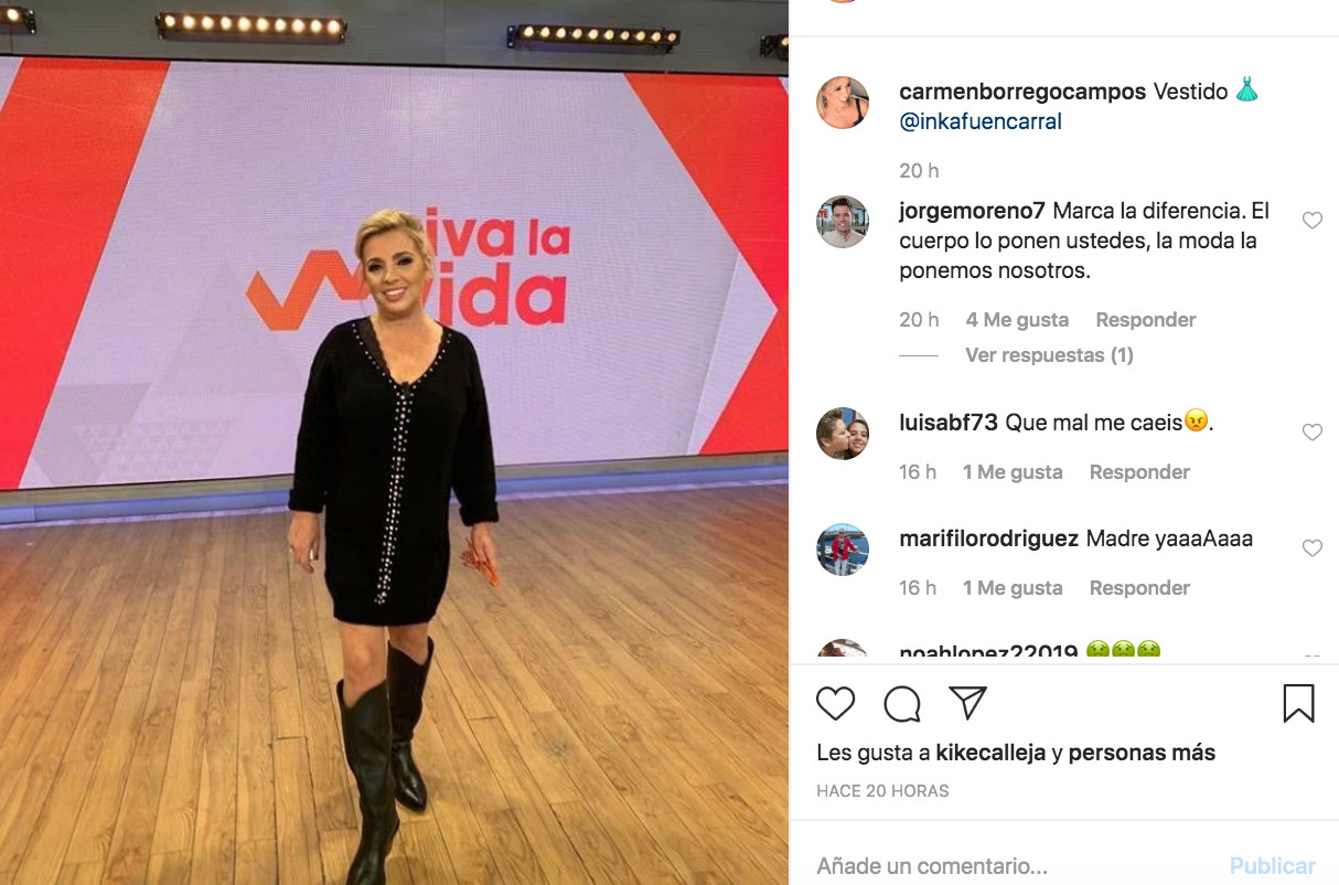 Carmen Borrego comparte una fotografía para presumir de vestido en 'Viva la Vida' / INSTAGRAM