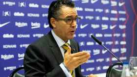 Josep Vives en la rueda de prensa posterior a la reunión de la Junta Directiva / FC BARCELONA