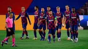 Los jugadores del Barça, celebrando un gol ante el Nápoles | EFE