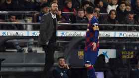 Leo Messi y Vicente Moreno se las tuvieron durante el Barça-Mallorca
