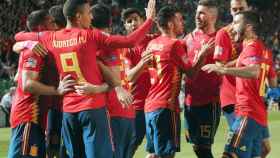 Los jugadores de 'La Roja' celebran un gol frente a Croacia / EFE