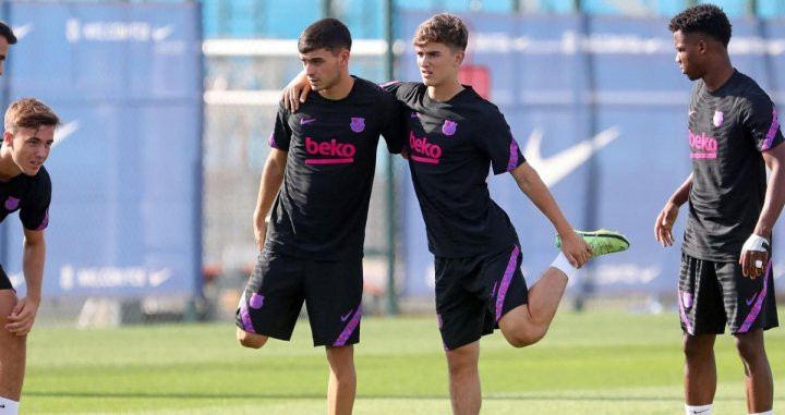 Pedri y Gavi en un entrenamiento del Barça / FC Barcelona