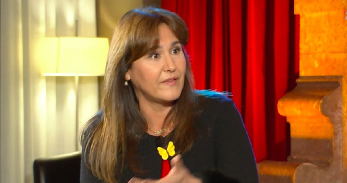 Laura Borràs, presidenta del Parlament, durante su entrevista en TV3