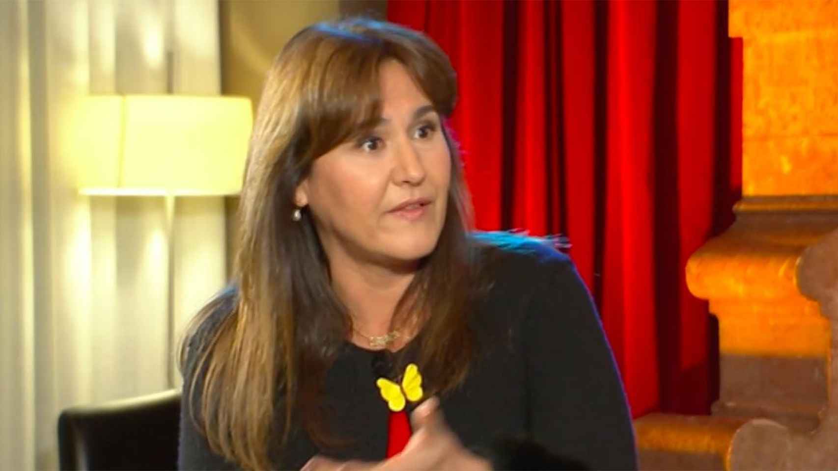 Laura Borràs, presidenta del Parlament, durante su entrevista en TV3