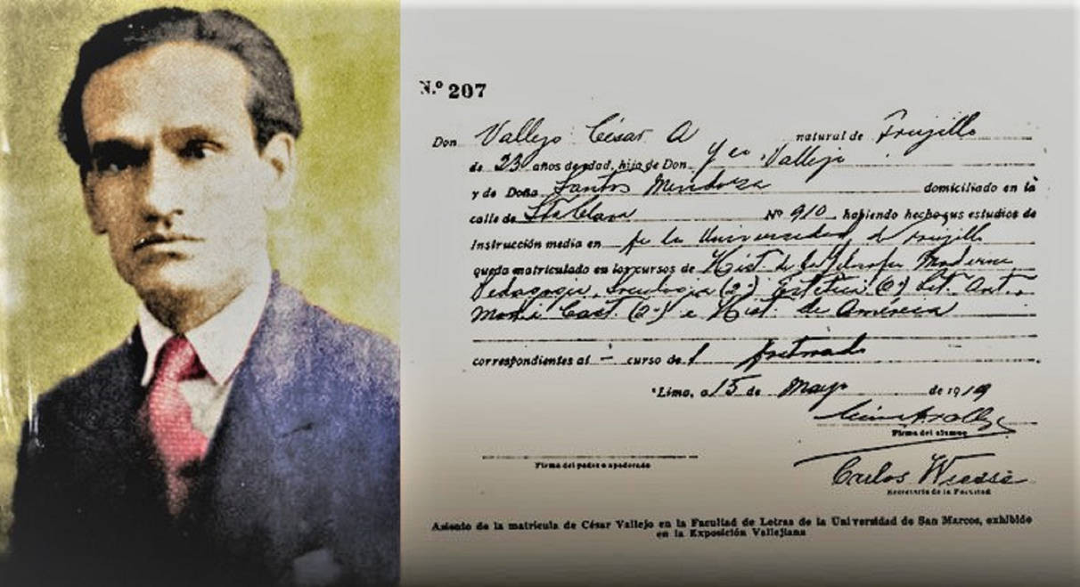 Cesar Vallejo, en mayo de 1919, época en que estudiaba un doctorado de letras en la Universidad Mayor de San Marcos