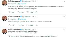 Los tres tuits de Oriol Junqueras desde la cárcel