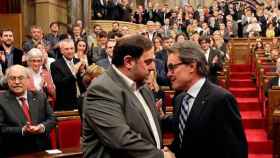 Oriol Junqueras y Artur Mas, en el Parlament, en una imagen de archivo.