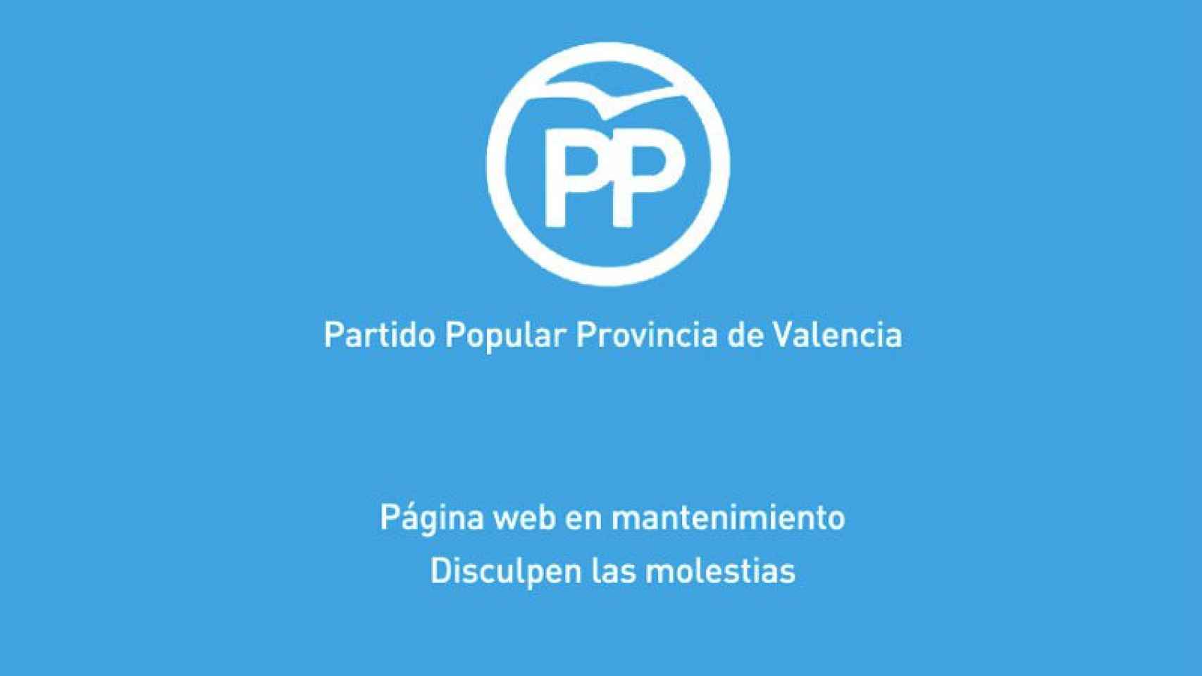 Así luce la página web del PP de Valencia el martes.