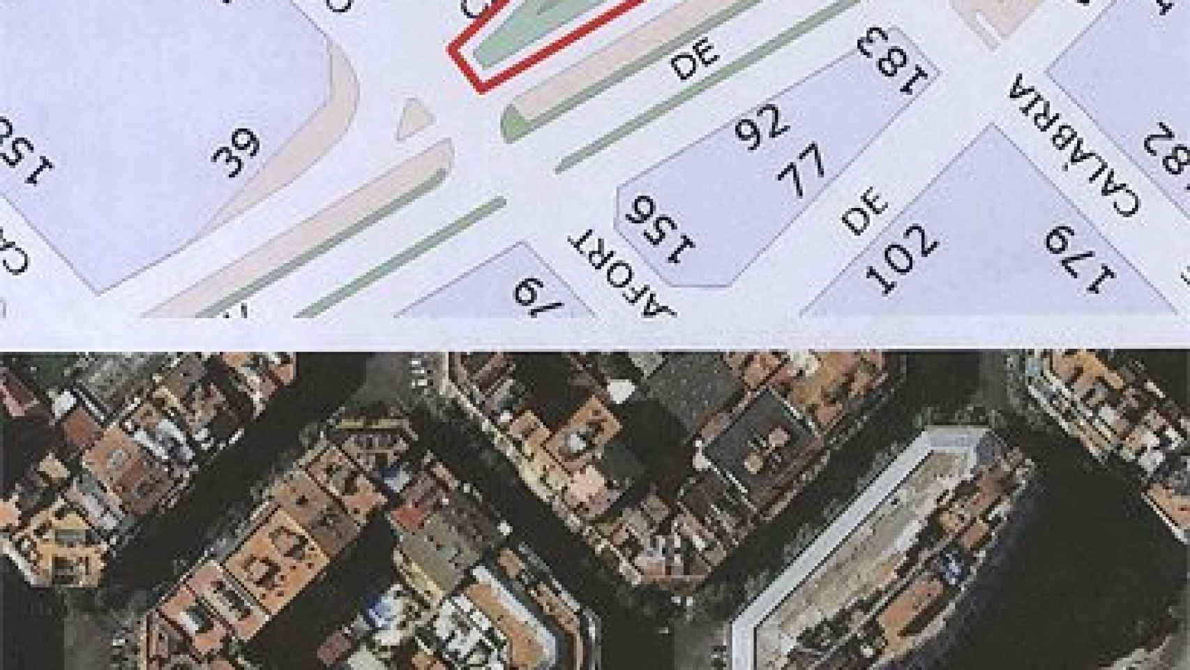 Plano e imagen de los jardines de Xirinacs, nombre que debe ser aprobado por el distrito del Ensanche de Barcelona