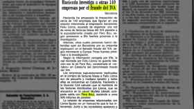 Fragmento de la noticia del fraude del IVA aparecida en un periódico en los años 90.