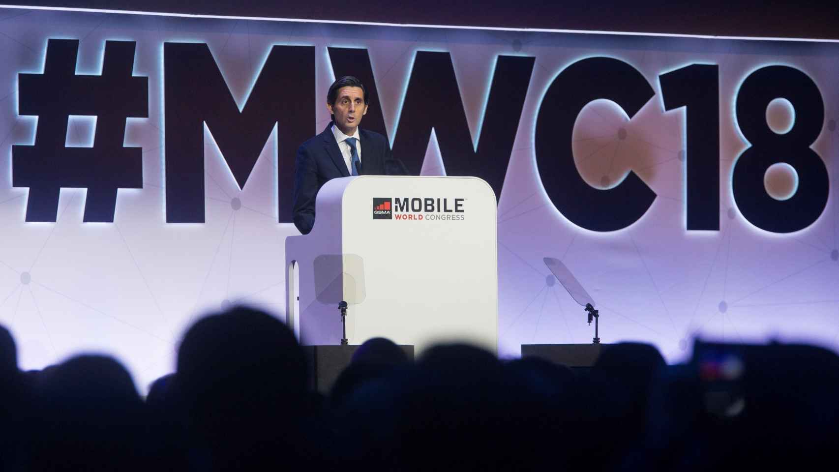 El presidente de Telefonica, José María Álvarez-Pallete, en la conferencia inaugural del MWC / EFE