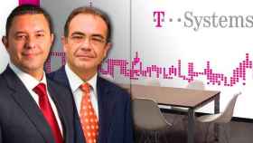Osmar Polo (i), nuevo director general de T-Systems junto a su predecesor en el cargo, José Manuel Desco (d) / FOTOMONTAJE DE CG