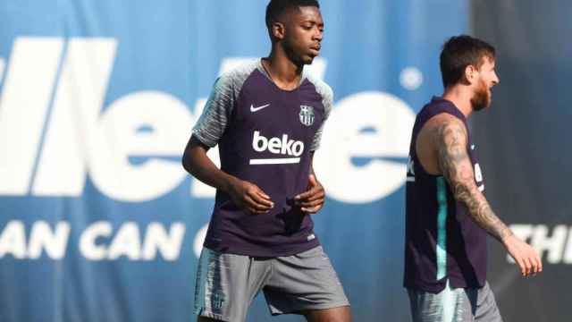 Dembelé en un entrenamiento del Barça / EFE