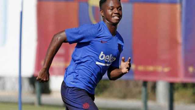 Una foto de Ansu Fati, jugador de la cantera del Barça durante un entrenamiento con el primer equipo / FCb