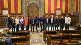 La junta directiva de Joan Laporta junto a varios miembros del Ayuntamiento de Barcelona que dirige Ada Colau / CULEMANIA