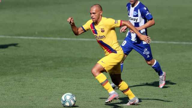 Martin Braithwaite durante el partido del Alavés / FC Barcelona