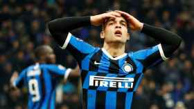 Lautaro lamentando una ocasión con el Inter de Milán / EFE
