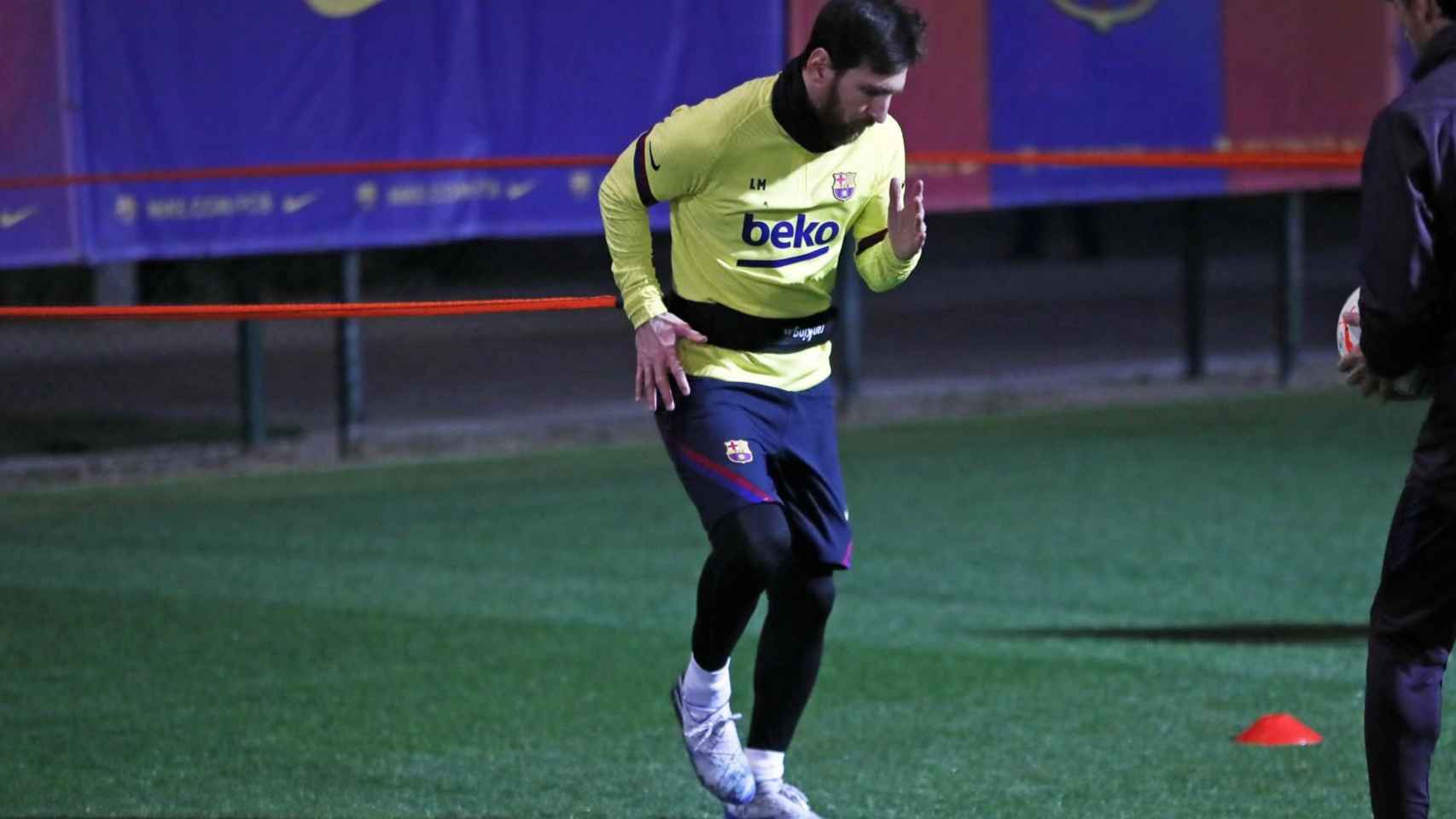 Leo Messi, en un entrenamiento con el Barça / FC Barcelona