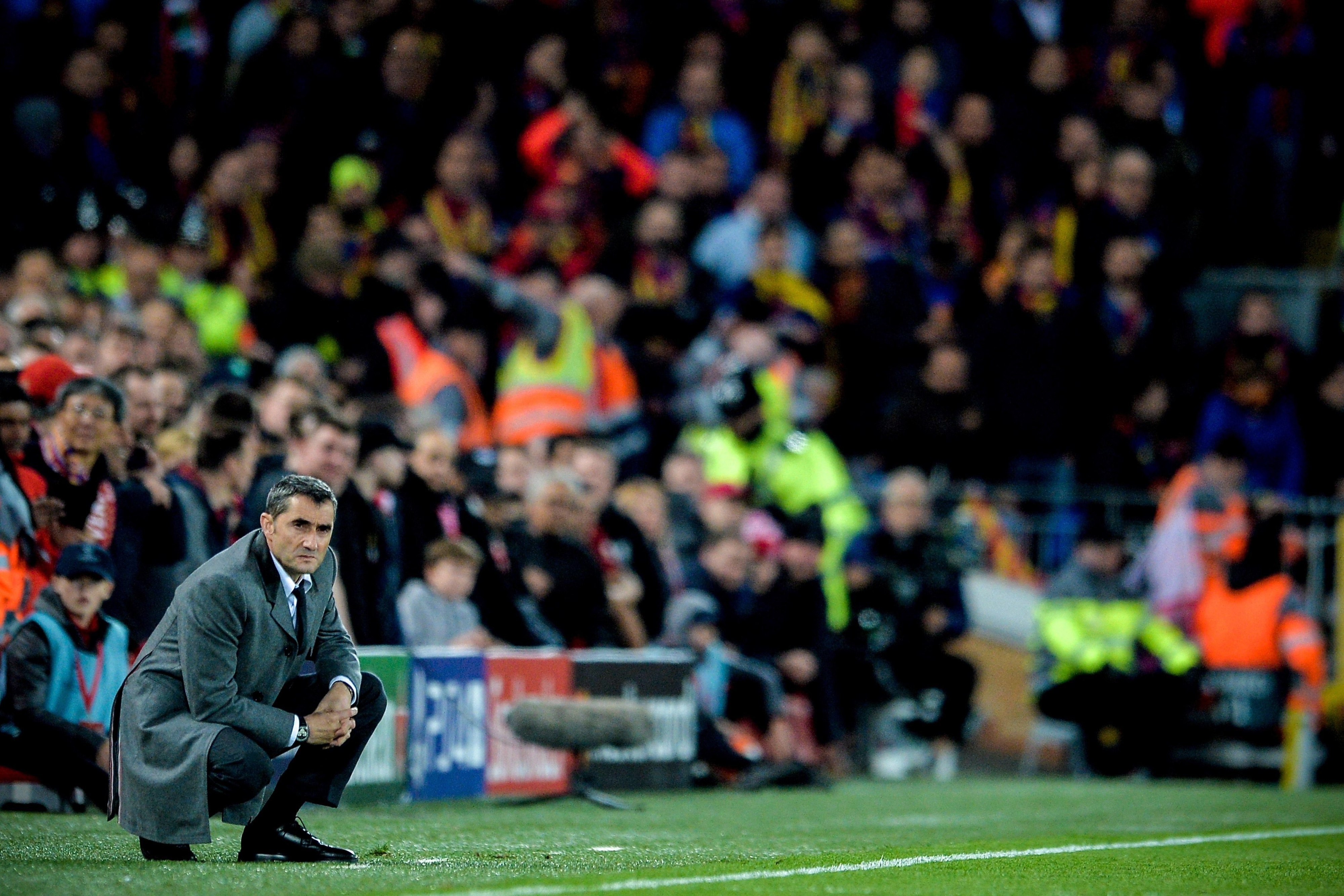 Valverde en Anfield durante el Liverpool-Barça (4-0) / EFE