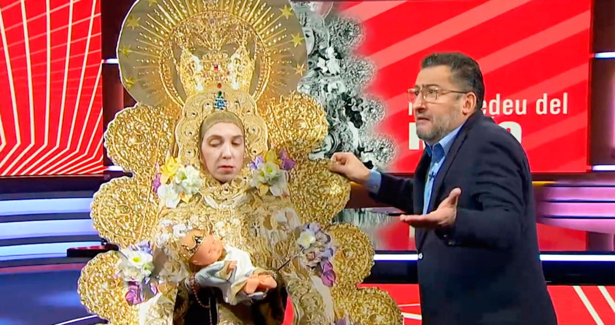 El gag de la Virgen del Rocío con el presentador Toni Soler en TV3 / CG