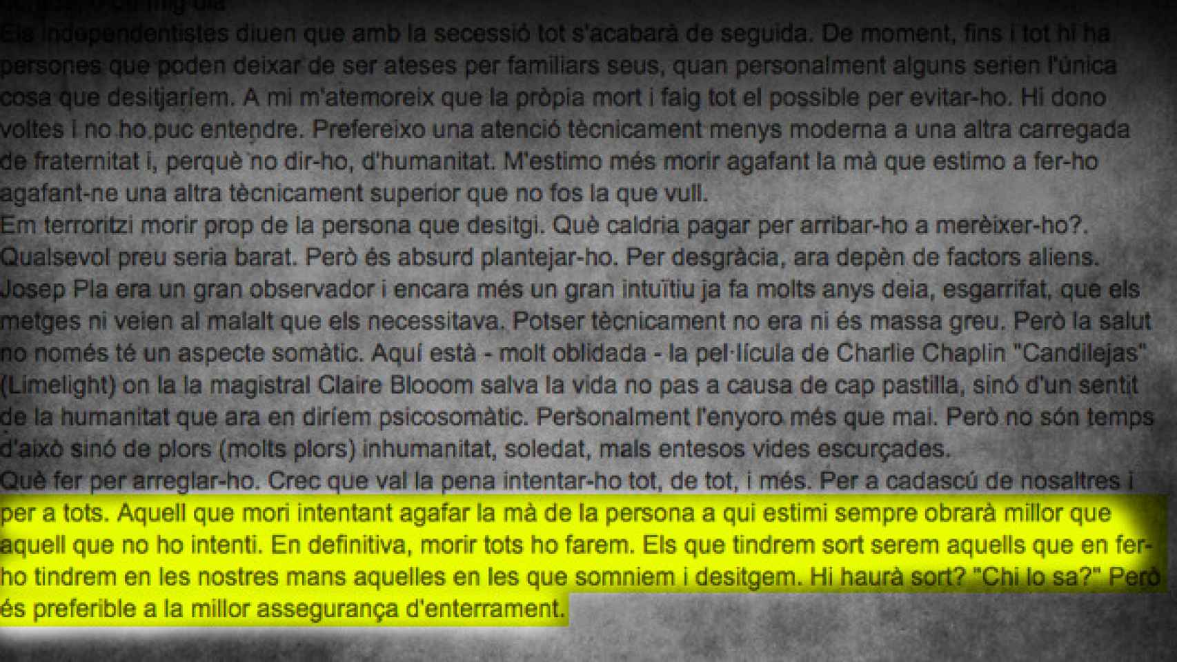 Fragmento del artículo que Alfons Quintà escribió en el Diari de Girona / CG
