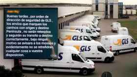 Furgonetas de reparto de GLS España con el mensaje sobre paquetes sospechosos / CG
