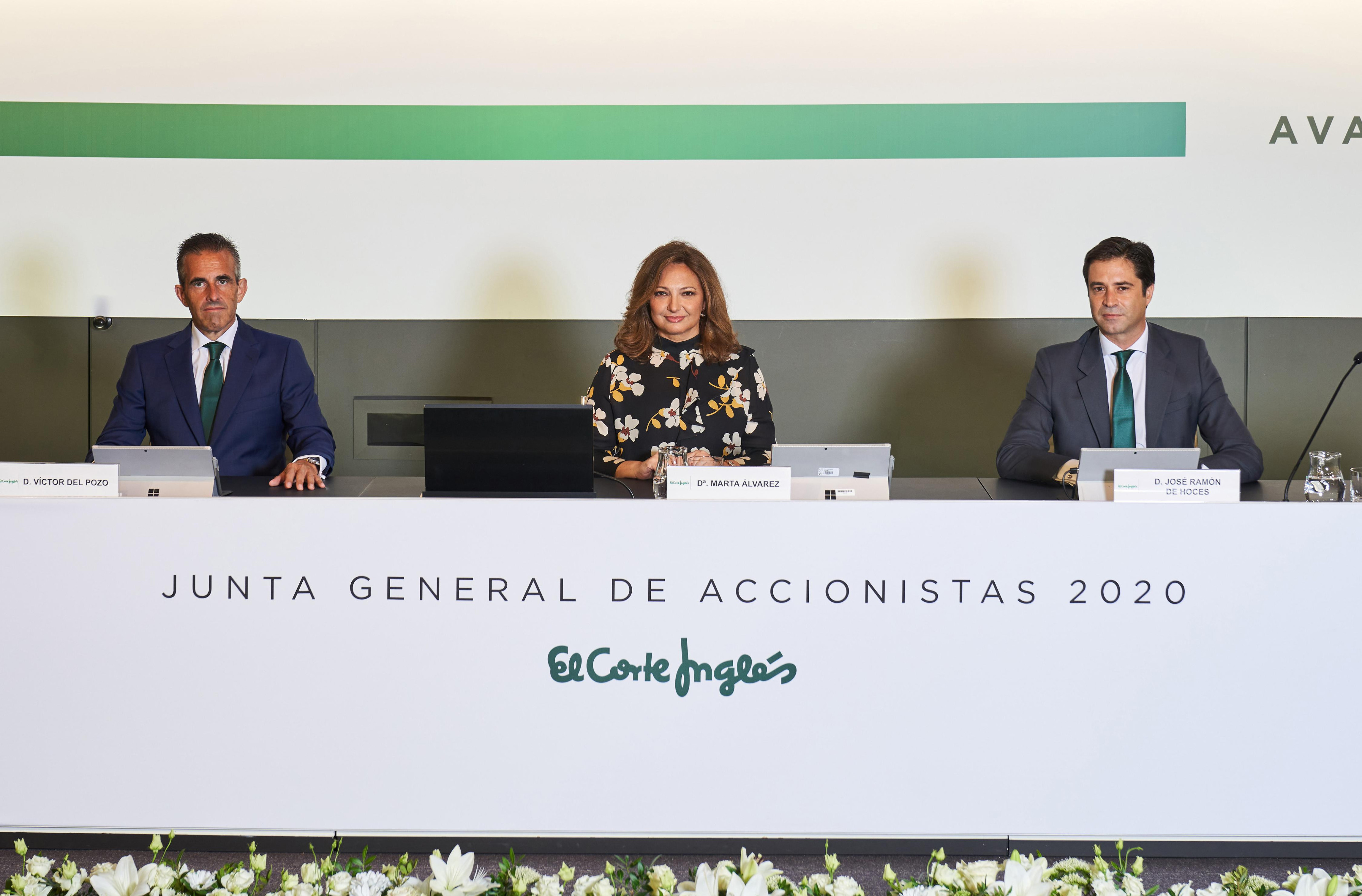 Víctor del Pozo, consejero delegado; Marta Álvarez, presidenta; José Ramón de Hoces, consejero secretario ,de El Corte Inglés / ECI
