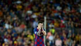 Una foto de Leo Messi lamentando una ocasión ante el Inter / EFE